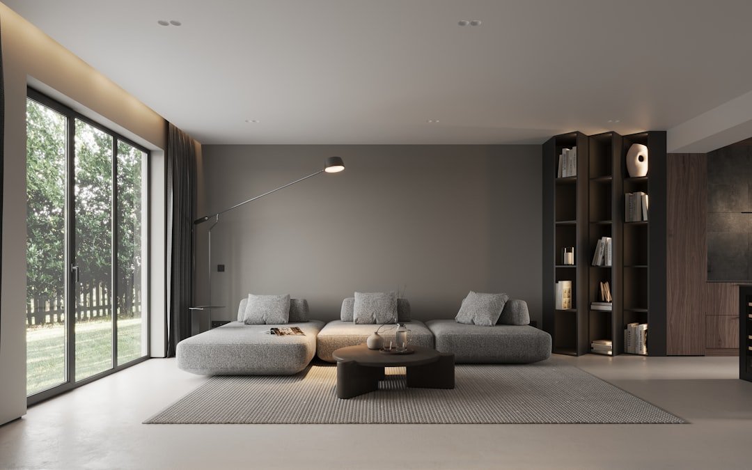 Modern minimalist living room interior design concept generated with Midjourney