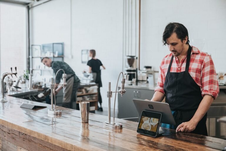 Restaurant owner using ChatGPT prompts to manage marketing and menus